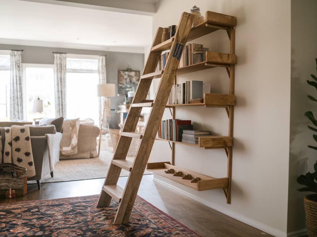 Wie man eine alte Leiter in ein Regal für die Wohnung umwandelt