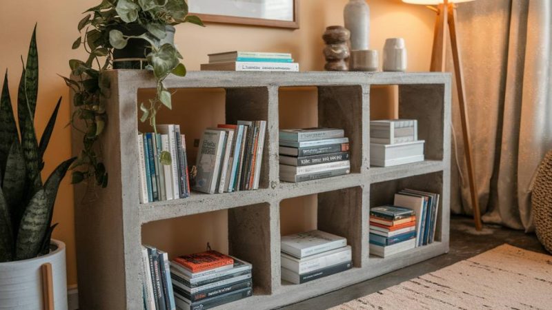 DIY-Bücherstützen aus Beton gegossen